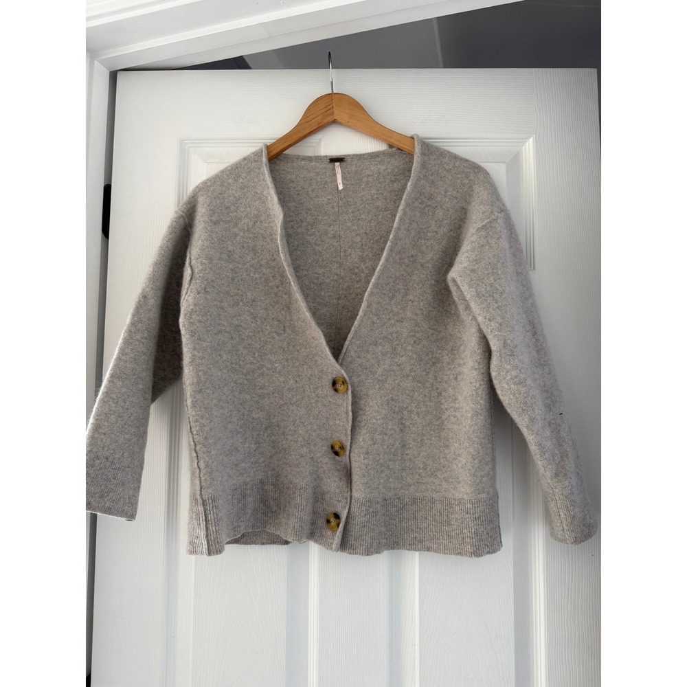 Free People Cashmere V-Neck Light Gray